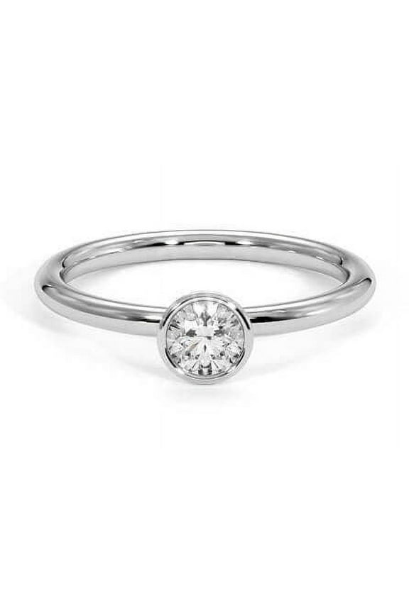 0.5 Carat Diamond Solitaire Ring, 925 Sterling and 14k White Gold