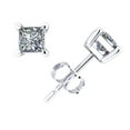thumbnail image 1 of 0.50Carat Princess Cut Diamond Stud Earrings 14k White Gold Prong Setting E VS1, 1 of 1
