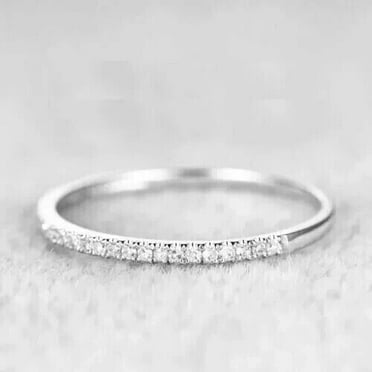 0.50Ct Round Cut Lab Created Diamond Half Eternity Wedding Ring 14K White Gold Plated