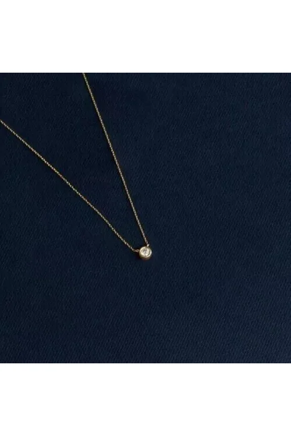 0.50Ct Round Cut Lab Created Diamond Tiny Pendant In 14K Yellow Gold Plated