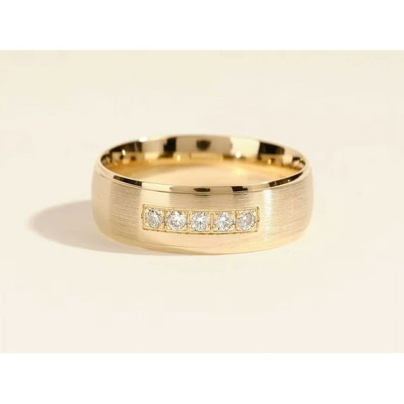 0.50Ct Round Cut Lab Created Diamond Wedding Band 14K Yellow Gold Plated Men's Wedding Band Ring For Him