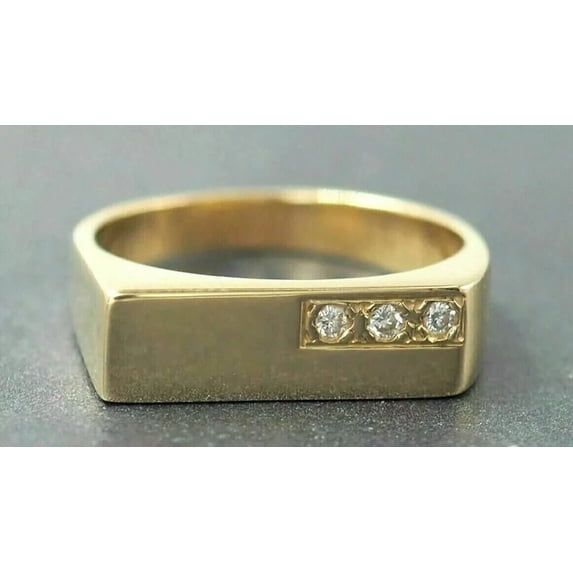 0.50Ct Round Cut Simulated Diamond Men's Engagement Wedding Ring 14K Yellow Gold Plated 925 Sterling Silver