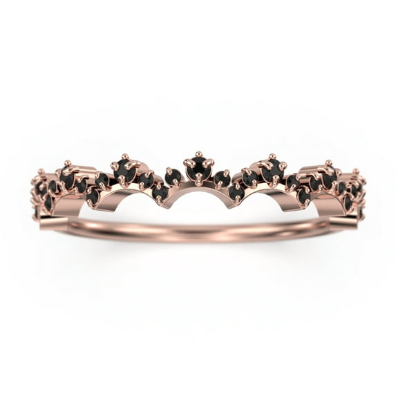 0.50ct Black Diamond Moissanite Lace Edge Ring 10K Rose GoldWedding Band