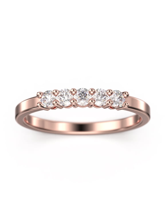 0.50ct Classic Round Cut Five Stone Diamond Moissanite Ring 10K rose gold
