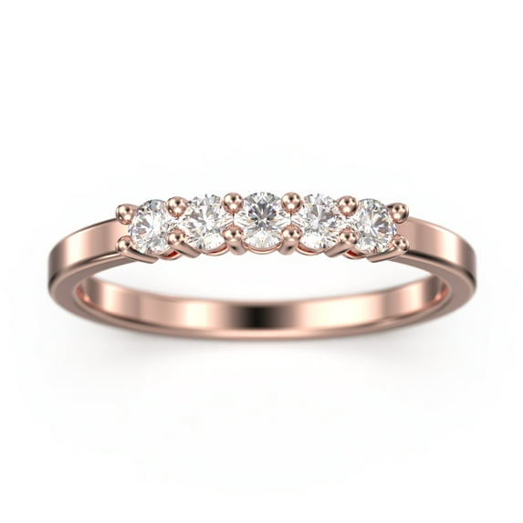 0.50ct Classic Round Cut Five Stone Diamond Moissanite Ring 18K Rose Gold Over Silver