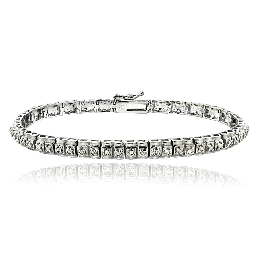 0.50ct Diamond Studded Silver Tone Tennis Bracelet