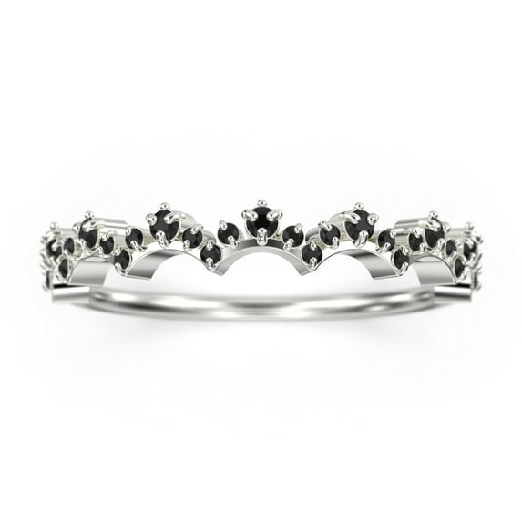 0.50ct black diamond moissanite Lace Edge Ring 18K White Gold Over Silver Wedding Band