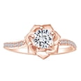 thumbnail image 1 of AFFY 0.51 Carat Round Shape Natural Diamond Rose Flower Engagement Ring 14K Solid Rose Gold Ring Size-9.5, 1 of 2