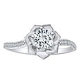 thumbnail image 1 of AFFY 0.51 Carat Round Shape Natural Diamond Rose Flower Engagement Ring 14K Solid White Gold Ring Size-8.5, 1 of 2