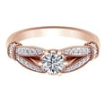 thumbnail image 1 of AFFY 0.51 Ct White Natural Diamond Halo Engagement Ring in 14k Rose Gold Ring Size - 4, 1 of 1