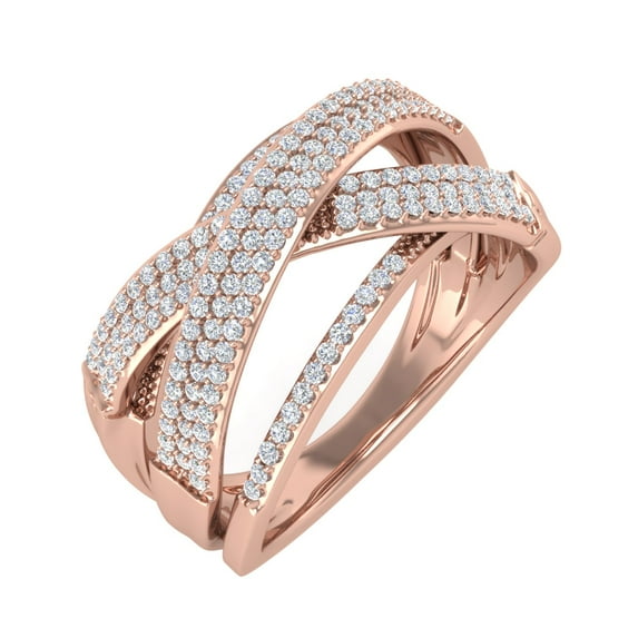 0.52 Carat Diamond Bypass Wedding Band Ring in 10K Rose Gold (Ring Size 8.25)