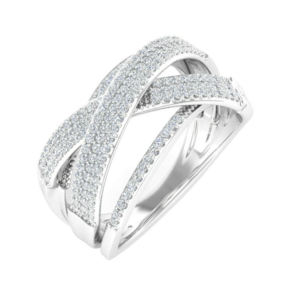 0.52 Carat Diamond Bypass Wedding Band Ring in 10K White Gold (Ring Size 8.25)