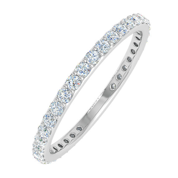 0.52 Carat Diamond Eternity Wedding Band in 14K White Gold (Ring Size 7.5) (I1-I2 Clarity)