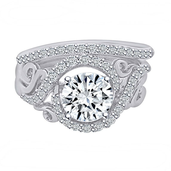 AFFY 0.52 Carat Round Shape Natural Diamond Engagement Promise Ring 14K Solid White Gold Ring Size-6