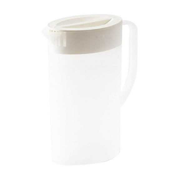 0.52-Gallon (2-Liter) BPA-Free Plastic Pitcher with Lid, Eco-Friendly Carafe for Mixing Hot/Cold Beverages, Suitable for Lemonade, Juice, Iced Tea, and Other Drinks (White, 68 oz)