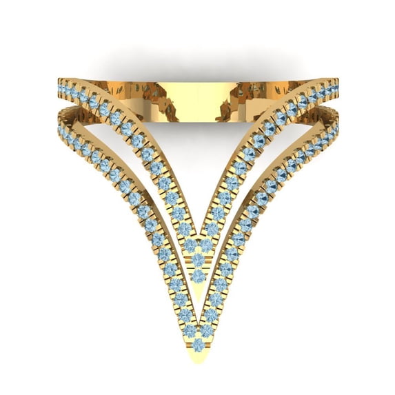 Statement Engagement Ring for Women - 0.525ct Natural Swiss Blue Topaz in 14K Yellow Gold Promise Ring