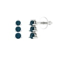 thumbnail image 1 of 14K Solid Gold Screw Back Stud Earrings for Women | 0.42 cttw Round Cut Natural London Blue Topaz | White Gold, 1 of 5