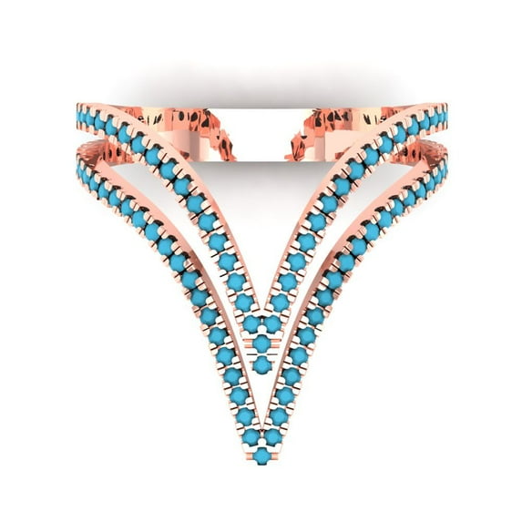 Statement Engagement Ring for Women - 0.525ct Simulated Turquoise in 14K Rose Gold Promise Ring