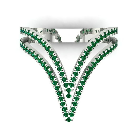 Statement Engagement Ring for Women - 0.525ct Simulated Emerald in 18K White Gold Promise Ring