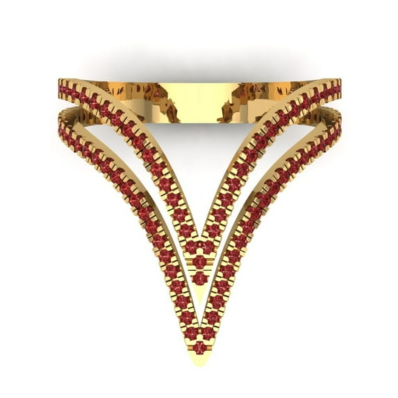 0.525 ctw Statement Anniversary Ring for Women | Round Cut Natural Garnet | Hyperallergenic Solid 18K Yellow Gold
