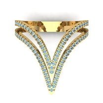 0.525 tcw Round Cut Engagement Ring for Women, Natural Sky Blue Topaz Statement Bridal Promise Ring for Her in 14K Yellow Gold