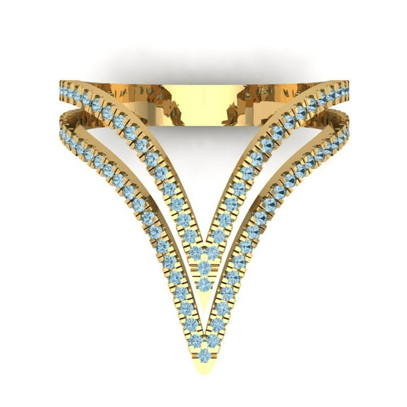 0.525 ct Round Cut Simulated Blue Diamond Statement 18K Yellow Gold Womens Engagement Ring