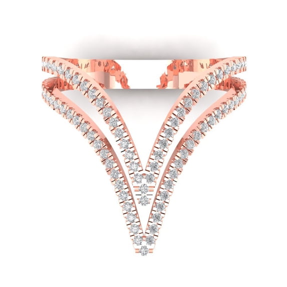 0.525 ct Round Cut Simulated Diamond Statement 14K Rose Gold Womens Engagement Ring