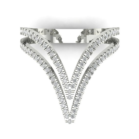 0.525 ct Round Cut Simulated Diamond Statement 18K White Gold Womens Engagement Ring