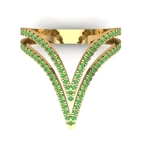 0.525 ct Round Cut Simulated Green Diamond Statement 18K Yellow Gold Womens Engagement Ring