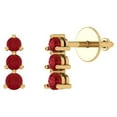 thumbnail image 1 of 0.42 ct Screw-Back Stud Earrings for Women | 2.9mm Round Cut Simulated Pink Tourmaline | 14K Yellow Gold, 1 of 5