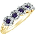 thumbnail image 1 of AFFY 0.53 Ct Round Simulated Blue Sapphire & White Natural Diamond Infinity Engagement Band Ring Solid Yellow 10k Gold, 1 of 1