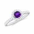 thumbnail image 1 of 0.53ct Round Solitaire With Accents Oval Amethyst Engagement Ring with CZ Halo 925 Sterling Silver Promise Ring for Women | Wedding, Engagement Bridal Rings | Mothers Day Gift, 1 of 1