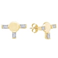 thumbnail image 1 of AFFY 0.54 Carat (Cttw) Baguette Shape White Natural Diamond Three Stone Bar Stud Earrings 14k Solid Yellow Gold, 1 of 1