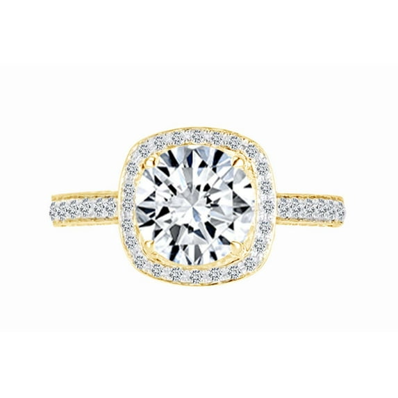 AFFY (0.54 Cttw) Round White Natural Diamond Two Tone Semi Mount Engagement Ring In 14k Solid Yellow Gold (I-J Color, I2-I3 Clarity) Ring Size-5