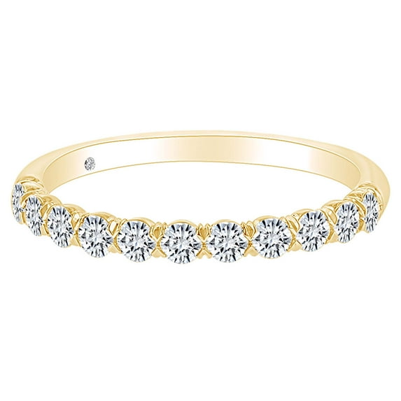 AFFY 0.54 Round Shape White Natural Diamond Wedding Engagement Band Ring 18k Solid Yellow Gold Ring Size-8