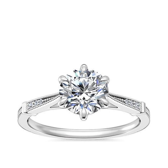 0.55 Carat Brilliant Round Cut Natural Diamond Elegant Solitaire Wedding Ring for her in Solid 14K White Gold Size 9.5