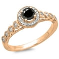 thumbnail image 1 of 0.55 Carat (ctw) 10K Rose Gold Round Cut White & Black Diamond Ladies Bridal Vintage & Antique Millgrain Halo Style Enga, 1 of 1
