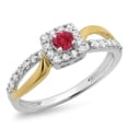 thumbnail image 1 of 0.55 Carat (ctw) 10K Two Tone Gold Round Cut Red Ruby & White Diamond Ladies Split Shank Bridal Halo Engagement Ring 1/2, 1 of 1