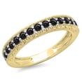 thumbnail image 1 of 0.55 Carat (ctw) 10K Yellow Gold Round Cut Black Diamond Ladies Millgrain Anniversary Wedding Stackable Band 1/2 CT, 1 of 1