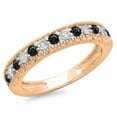 thumbnail image 1 of 0.55 Carat (ctw) 14K Rose Gold Round Cut Black & White Diamond Ladies Millgrain Anniversary Wedding Stackable Band 1/2 C, 1 of 1