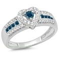 thumbnail image 1 of 0.55 Carat (ctw) 18K White Gold Round Cut Blue & White Diamond Ladies Bridal Heart Shaped Promise Engagement Ring 1/2 CT, 1 of 1