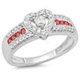 thumbnail image 1 of 0.55 Carat (ctw) 18K White Gold Round Cut Ruby & White Diamond Ladies Bridal Heart Shaped Promise Engagement Ring 1/2 CT, 1 of 1