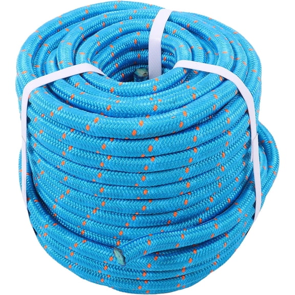 0.55 Inch x 125 Feet Double Braided Polyester Rope Blue Suitable for Swings Dog Walking Tree Working and Drying Clothes