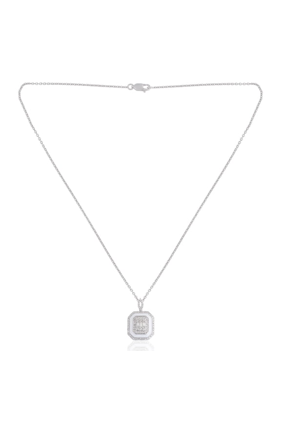 0.55 TCW Solid 18Kt White Gold SI Clarity HI Color Diamond White Enamel Pendant Gold Shop Indian Jewelry