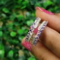 thumbnail image 1 of 0.55Ct Purple Amethyst and White Diamond Cathedral Solitaire Enhancer Wedding Ring Guard, 1 of 5