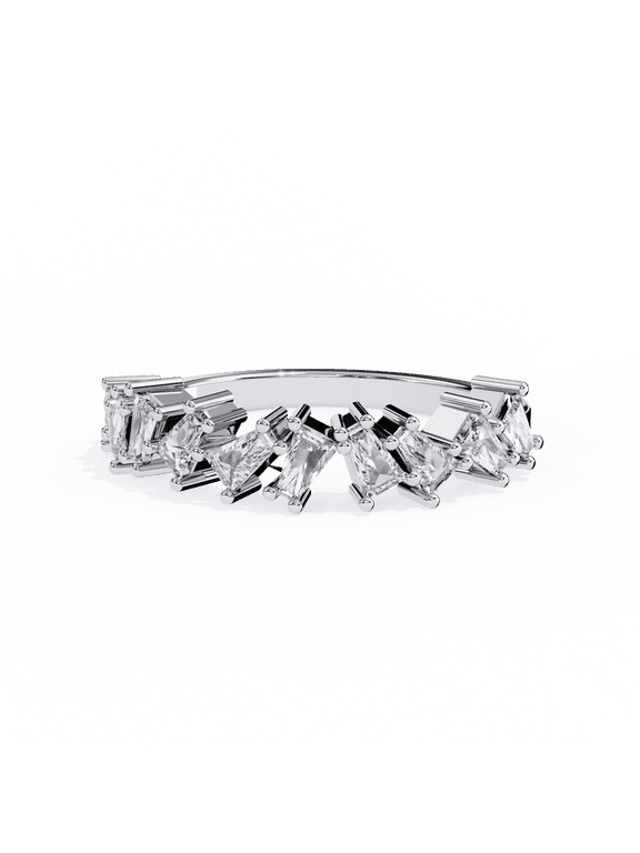0.56 CT Baguette Lab Grown Diamond Half Eternity Wedding Band, Prong Set Engagement Ring, Matching Stackable Band, Wedding Ring For Women