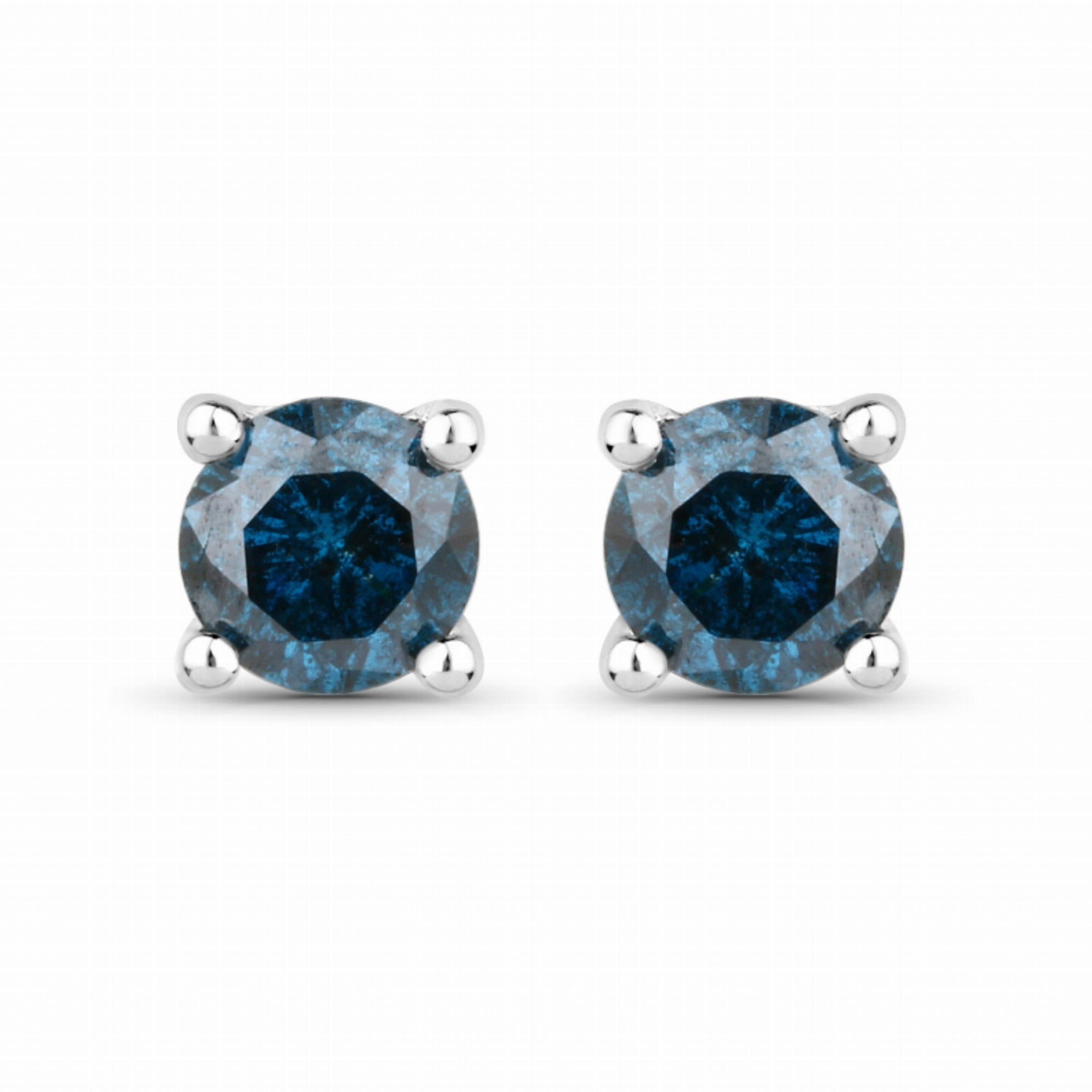 1.08 Carat Blue Diamond Floral 14K Screw Back Earrings – George'sJewelry