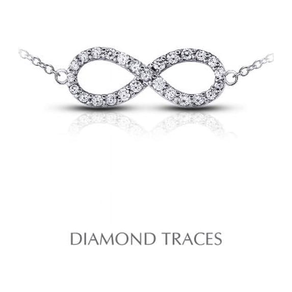 0.56 Carat Total Natural Diamonds 14K White Gold Prong Setting Infinity Fashion Pendant