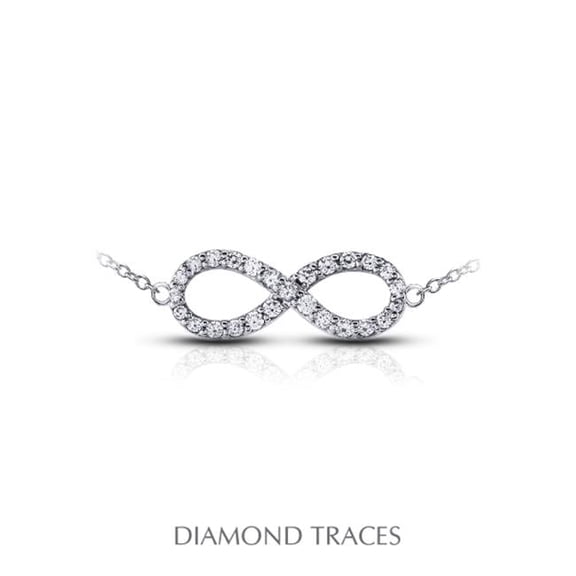 0.56 Carat Total Natural Diamonds 14K White Gold Prong Setting Infinity Fashion Pendant