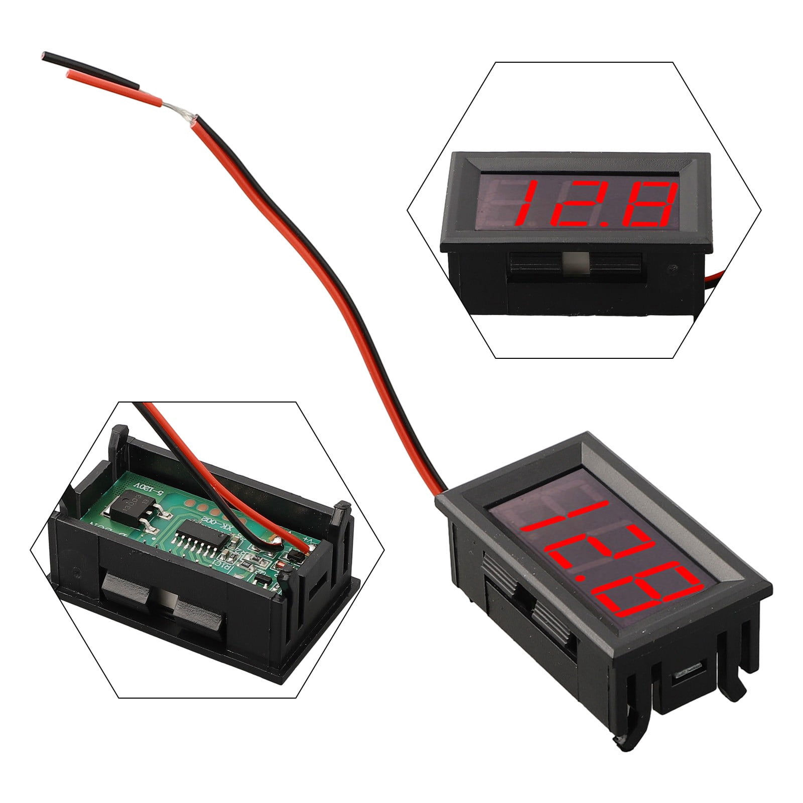 0.56 Inch Led Digital 2-Line Dc Voltage Table Red Blue Green Dc 5-120V ...
